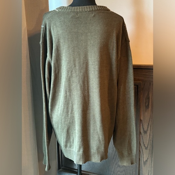 Oscar De La Renta Mens XXL Green Cotton Blend Plaid Crew Sweater Window​ - Picture 5 of 6